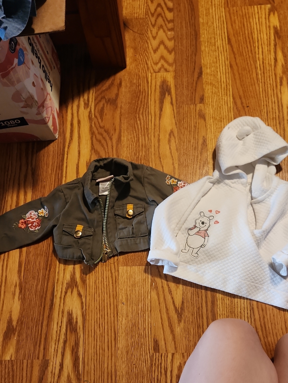Olive Green Embroidered Jacket & White Hoodie Set